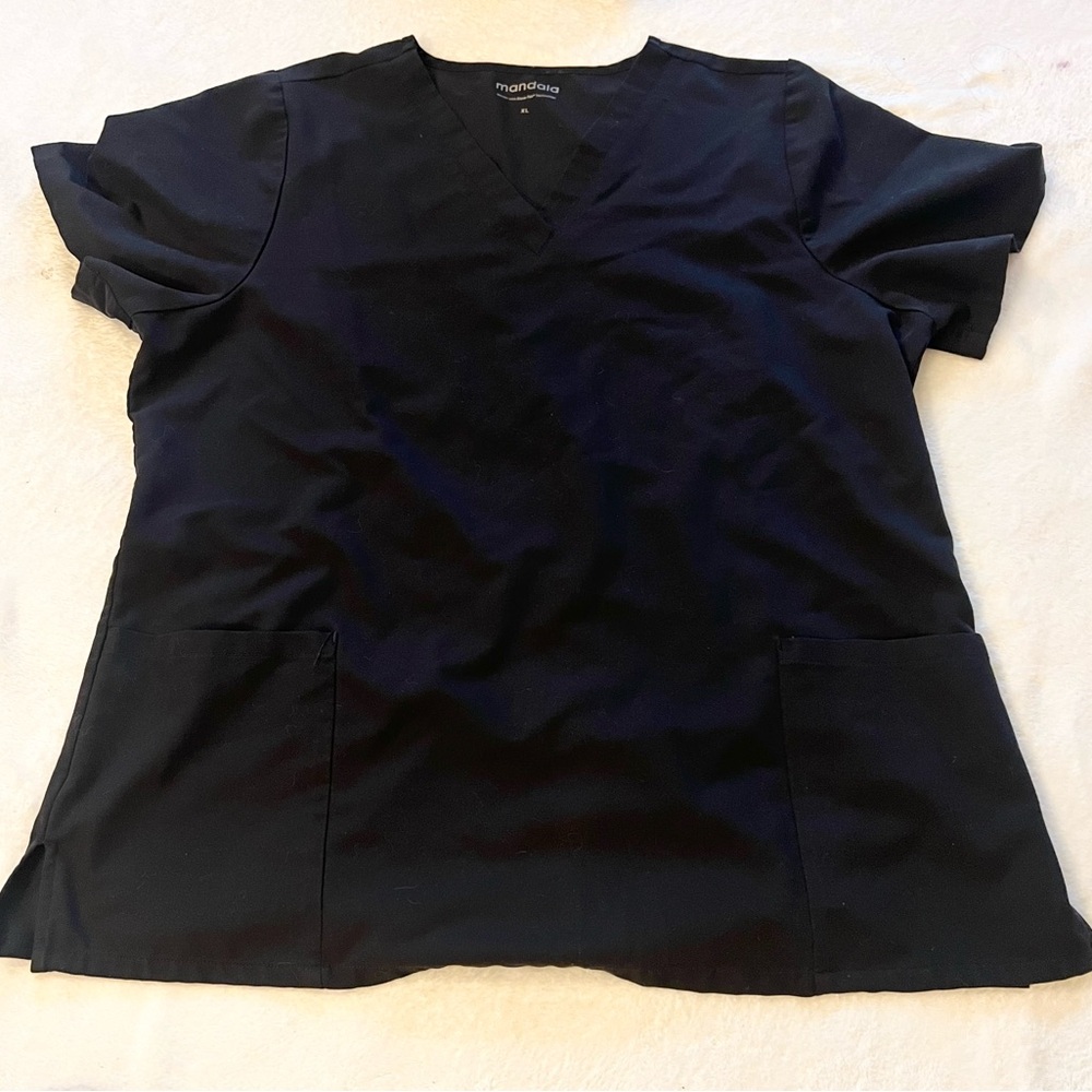 Mandala Scrub Top Black